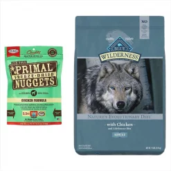 Blue Buffalo||Primal Blue Buffalo Wilderness Chicken Dry Food + Primal Chicken Formula Freeze-Dried Dog Food