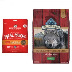 Blue Buffalo||Stella & Chewy's Blue Buffalo Wilderness Rocky Mountain Red Meat Dry Dog Food + Stella & Chewy's Stella's Super Beef Meal Dog Food Topper