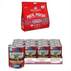 Blue Buffalo||Stella & Chewy's Blue Buffalo Wilderness Rocky Mountain Red Meat Canned Food + Stella & Chewy's Turkey Meal Mixers Freeze-Dried Dog Food Topper