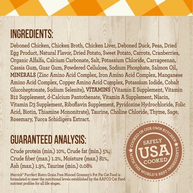 Merrick Purrfect Bistro Grain-Free Grammy's Pot Pie Minced in Gravy Canned Cat Food 6 Merrick Purrfect Bistro Grain-Free Grammy's Pot Pie Minced in Gravy Canned Cat Food - Image 4