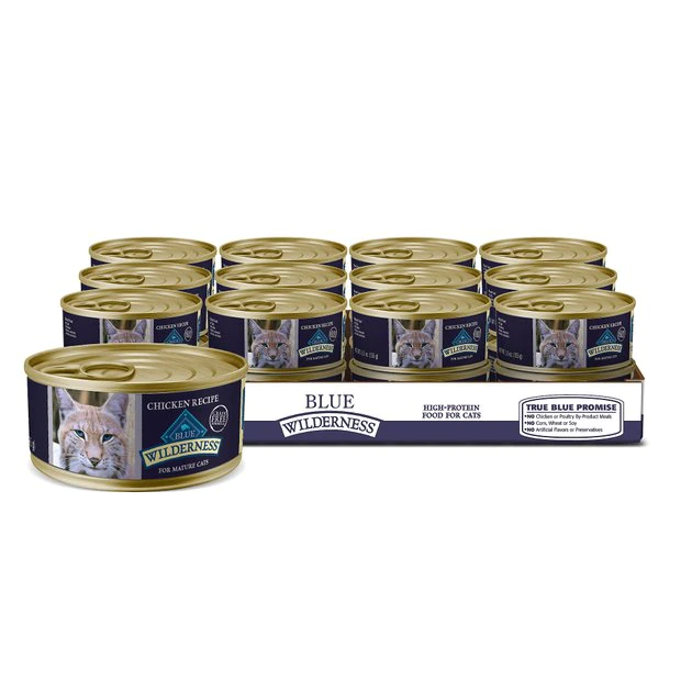 Blue Buffalo Wilderness Mature Chicken Recipe Grain-Free Canned Cat Food 3 Blue Buffalo Wilderness Mature Chicken Recipe Grain-Free Canned Cat Food