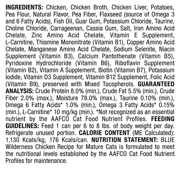 Blue Buffalo Wilderness Mature Chicken Recipe Grain-Free Canned Cat Food 5 Blue Buffalo Wilderness Mature Chicken Recipe Grain-Free Canned Cat Food - Image 3
