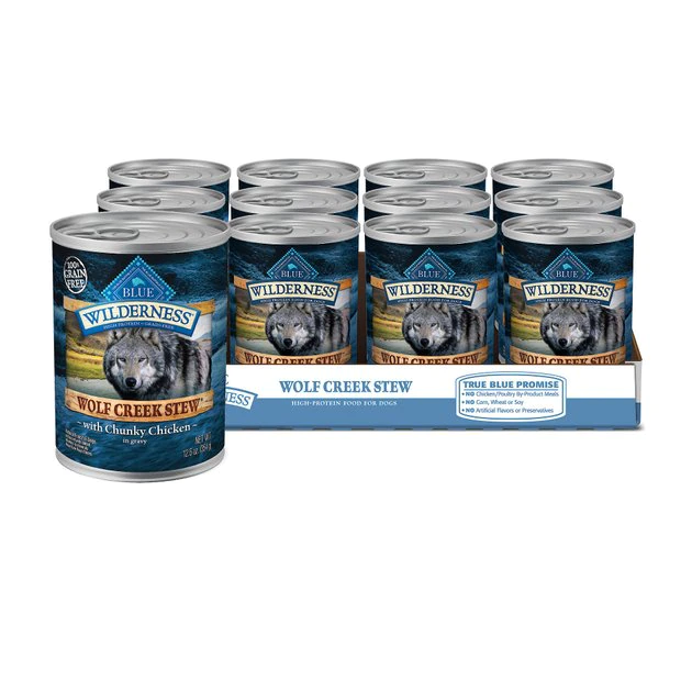 Blue Buffalo Wilderness Wolf Creek Stew Chunky Chicken Stew Grain-Free Adult Canned Dog Food 3 Blue Buffalo Wilderness Wolf Creek Stew Chunky Chicken Stew Grain-Free Adult Canned Dog Food