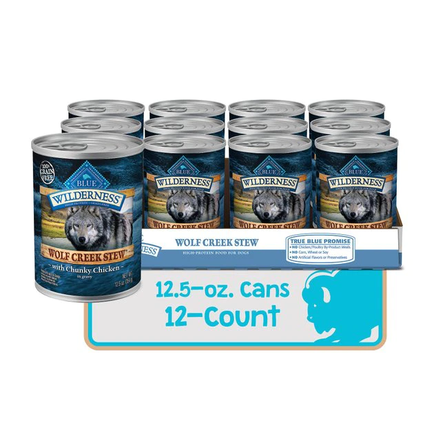 Blue Buffalo Wilderness Wolf Creek Stew Chunky Chicken Stew Grain-Free Adult Canned Dog Food 4 Blue Buffalo Wilderness Wolf Creek Stew Chunky Chicken Stew Grain-Free Adult Canned Dog Food - Image 2