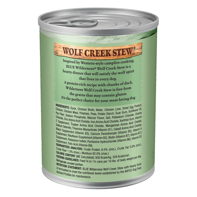 Blue Buffalo Wilderness Wolf Creek Stew Hearty Duck Stew Grain-Free Adult Canned Dog Food 5 Blue Buffalo Wilderness Wolf Creek Stew Hearty Duck Stew Grain-Free Adult Canned Dog Food - Image 3