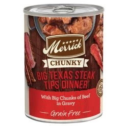 Merrick Chunky Grain-Free Big Texas Steak Tips Dinner Canned Dog Food