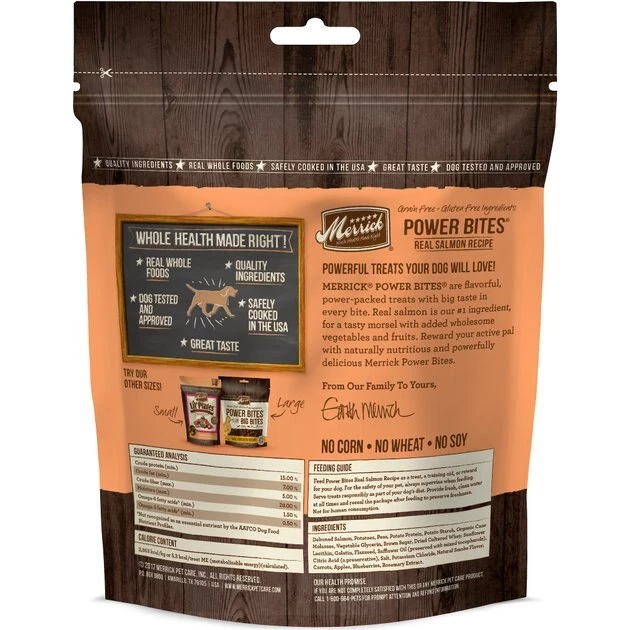 Merrick Power Bites Real Salmon Recipe Grain-Free Soft & Chewy Dog Treats 4 Merrick Power Bites Real Salmon Recipe Grain-Free Soft & Chewy Dog Treats - Image 2