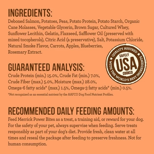 Merrick Power Bites Real Salmon Recipe Grain-Free Soft & Chewy Dog Treats 7 Merrick Power Bites Real Salmon Recipe Grain-Free Soft & Chewy Dog Treats - Image 5