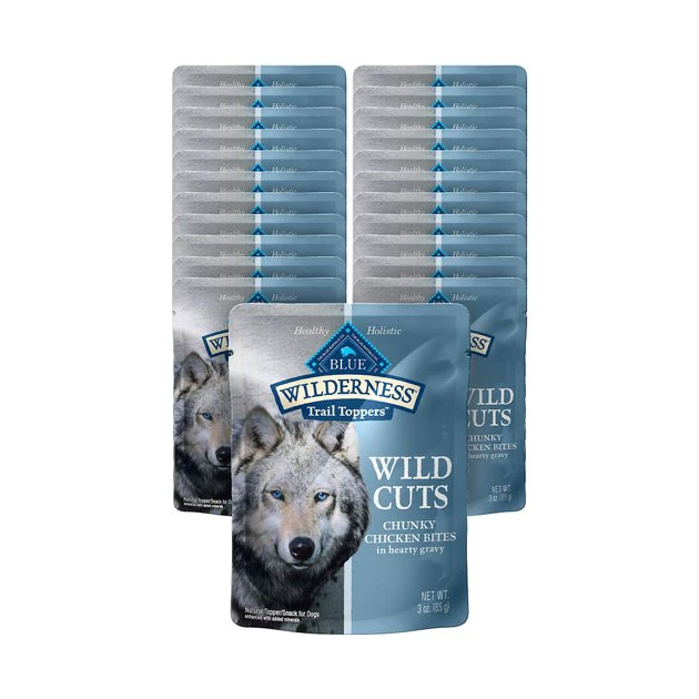 Blue Buffalo Wilderness Trail Toppers Wild Cuts Chunky Chicken Bites in Hearty Gravy Grain-Free Dog Food Topper 3 Blue Buffalo Wilderness Trail Toppers Wild Cuts Chunky Chicken Bites in Hearty Gravy Grain-Free Dog Food Topper