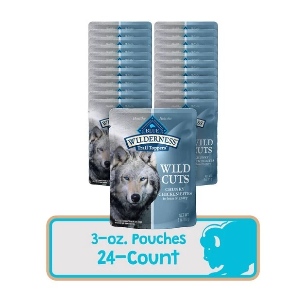 Blue Buffalo Wilderness Trail Toppers Wild Cuts Chunky Chicken Bites in Hearty Gravy Grain-Free Dog Food Topper 4 Blue Buffalo Wilderness Trail Toppers Wild Cuts Chunky Chicken Bites in Hearty Gravy Grain-Free Dog Food Topper - Image 2