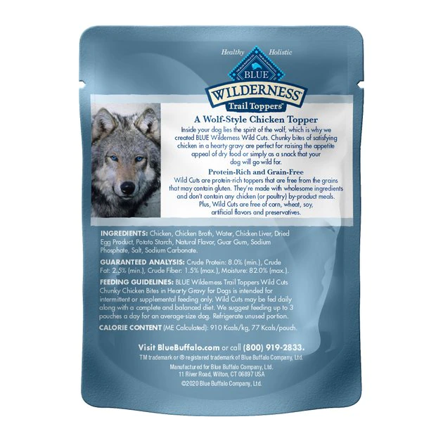 Blue Buffalo Wilderness Trail Toppers Wild Cuts Chunky Chicken Bites in Hearty Gravy Grain-Free Dog Food Topper 5 Blue Buffalo Wilderness Trail Toppers Wild Cuts Chunky Chicken Bites in Hearty Gravy Grain-Free Dog Food Topper - Image 3