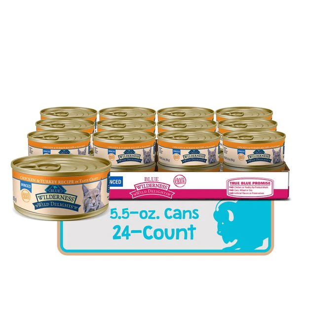 Blue Buffalo Wilderness Wild Delights Minced Chicken & Turkey in Tasty Gravy Grain-Free Canned Cat Food 4 Blue Buffalo Wilderness Wild Delights Minced Chicken & Turkey in Tasty Gravy Grain-Free Canned Cat Food - Image 2