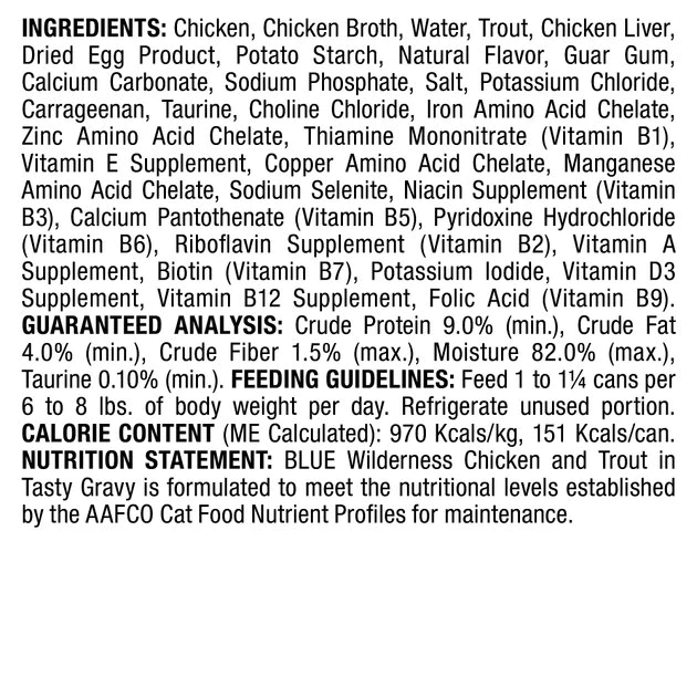 Blue Buffalo Wilderness Wild Delights Minced Chicken & Trout in Tasty Gravy Grain-Free Canned Cat Food 5 Blue Buffalo Wilderness Wild Delights Minced Chicken & Trout in Tasty Gravy Grain-Free Canned Cat Food - Image 3