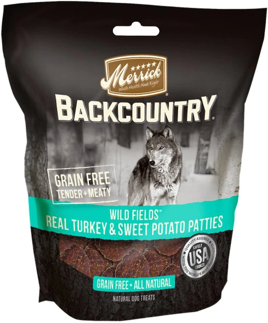 Merrick Backcountry Wild Fields Real Turkey & Sweet Potato Patties Grain-Free Dog Treats 3 Merrick Backcountry Wild Fields Real Turkey & Sweet Potato Patties Grain-Free Dog Treats