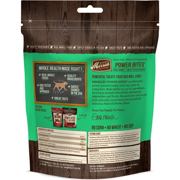 Merrick Power Bites Real Rabbit + Sweet Potato Recipe Grain-Free Soft & Chewy Dog Treats 4 Merrick Power Bites Real Rabbit + Sweet Potato Recipe Grain-Free Soft & Chewy Dog Treats - Image 2